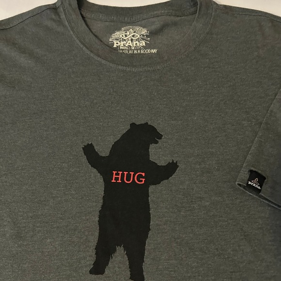 Prana  Bear Hug Squeeze Journeyman Graphic Tee Shirt Gray Men's Large - Picture 1 of 6